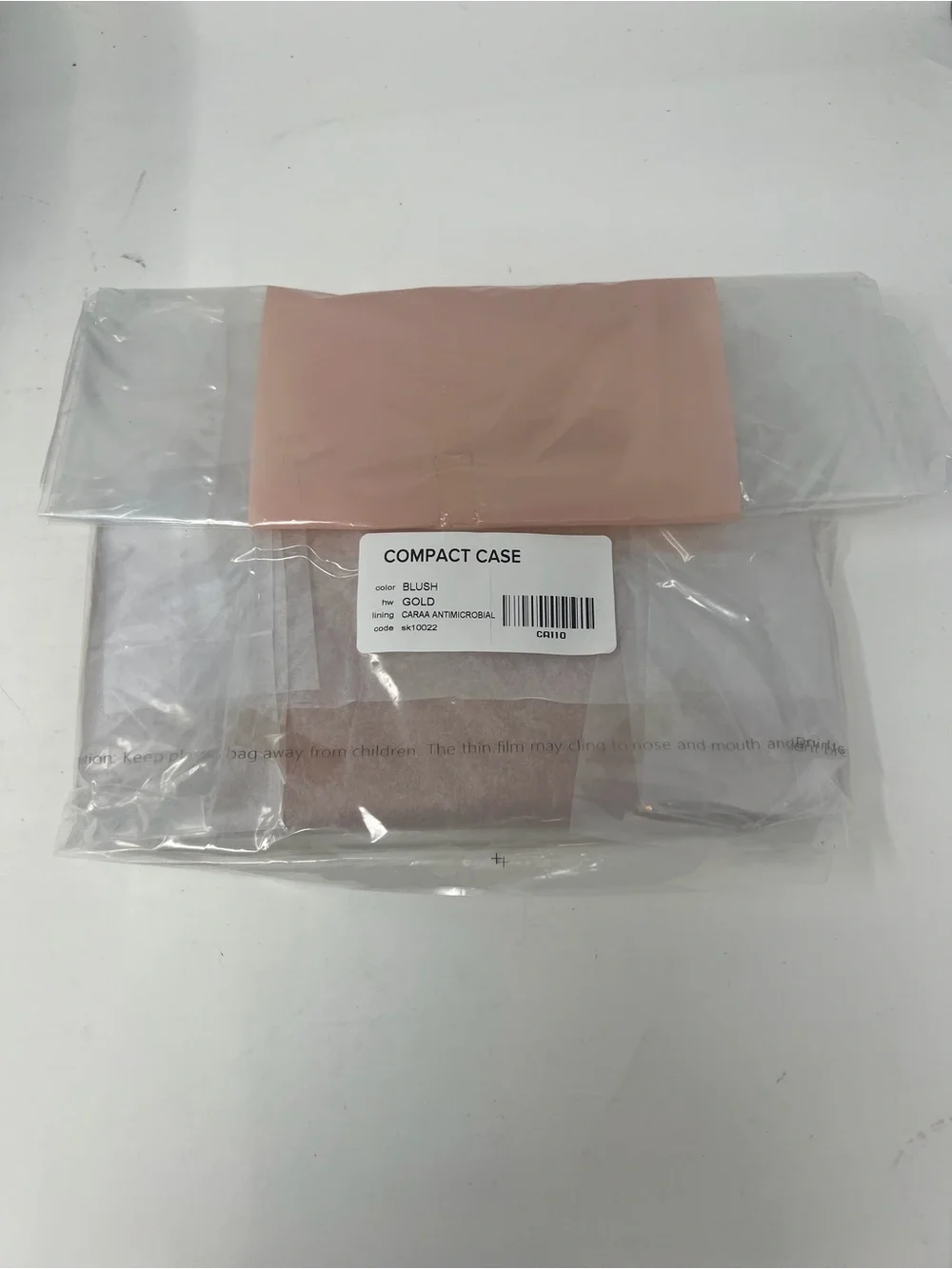 NWT caraa Compact Case Travel Pouch in Blush Pink Gold Hardware